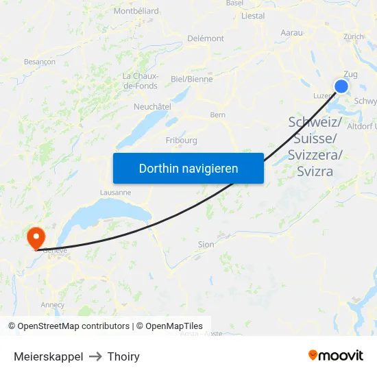Meierskappel to Thoiry map
