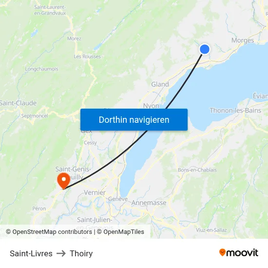 Saint-Livres to Thoiry map
