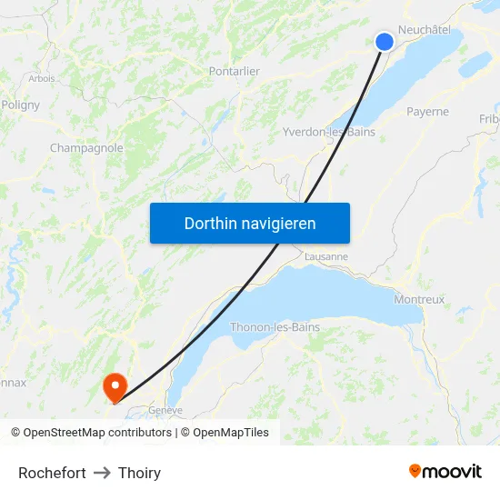 Rochefort to Thoiry map