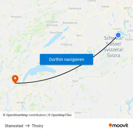 Stansstad to Thoiry map