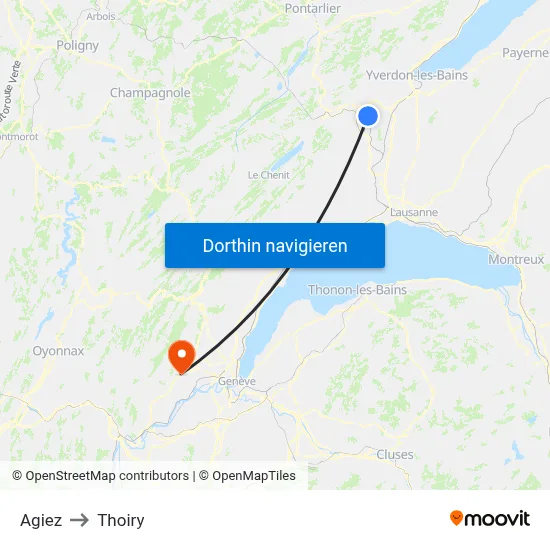 Agiez to Thoiry map