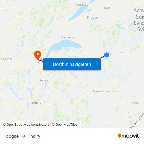Icogne to Thoiry map