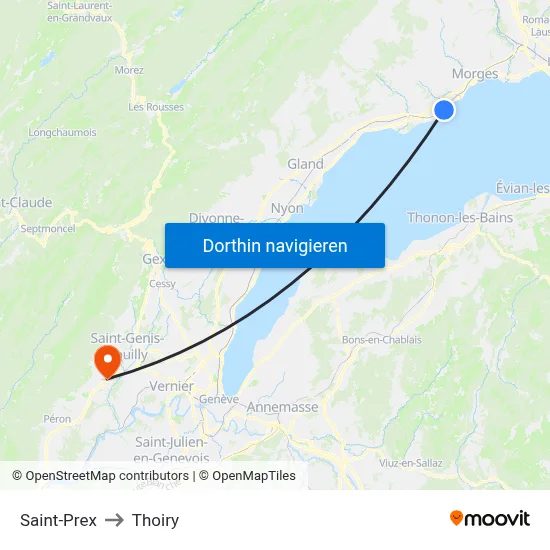 Saint-Prex to Thoiry map