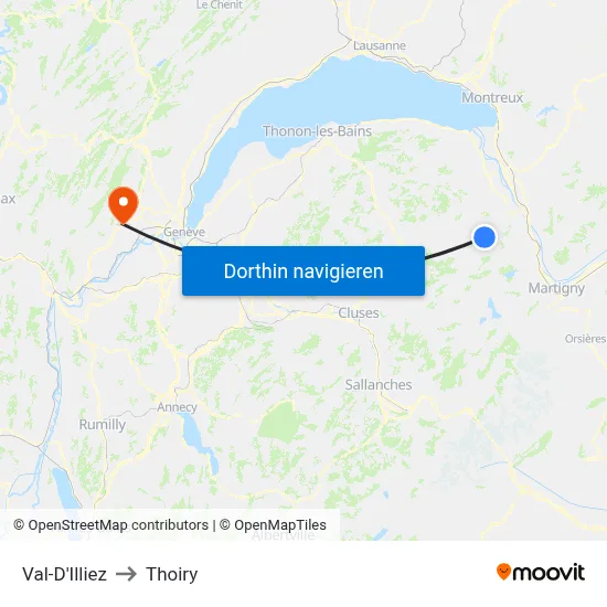 Val-D'Illiez to Thoiry map