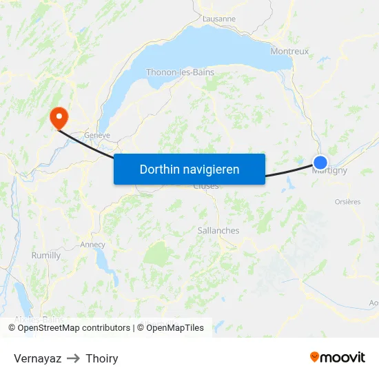 Vernayaz to Thoiry map