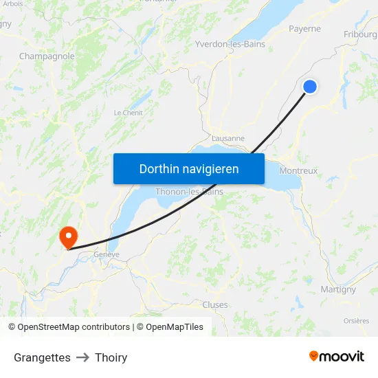 Grangettes to Thoiry map