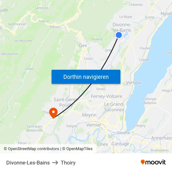 Divonne-Les-Bains to Thoiry map