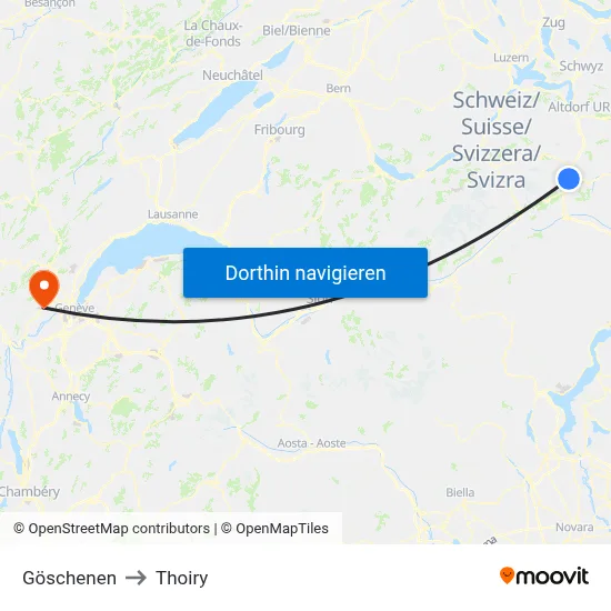 Göschenen to Thoiry map