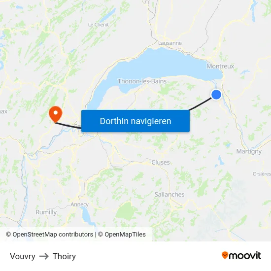 Vouvry to Thoiry map