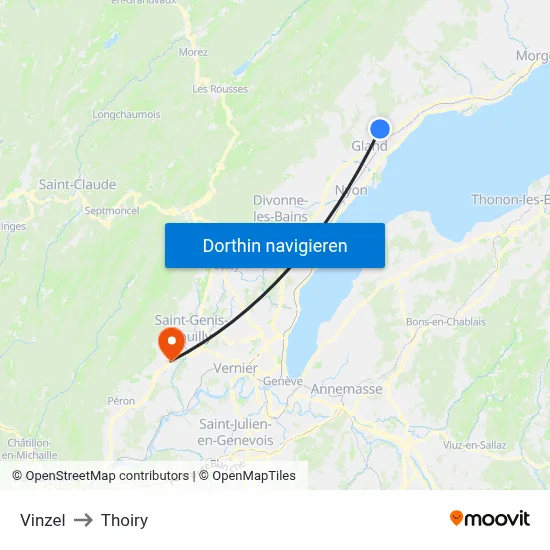 Vinzel to Thoiry map