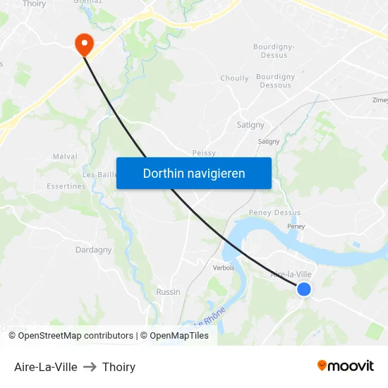 Aire-La-Ville to Thoiry map