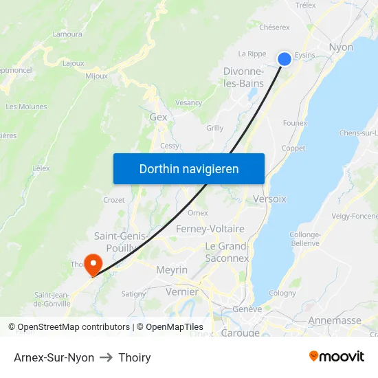 Arnex-Sur-Nyon to Thoiry map