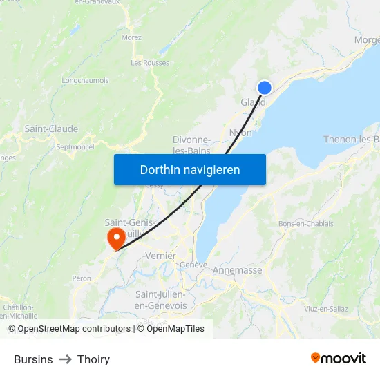 Bursins to Thoiry map
