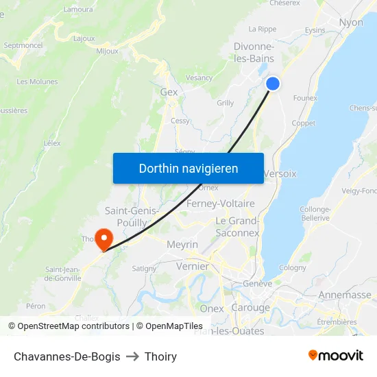 Chavannes-De-Bogis to Thoiry map