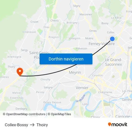 Collex-Bossy to Thoiry map