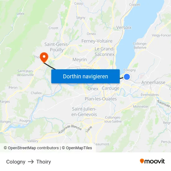 Cologny to Thoiry map
