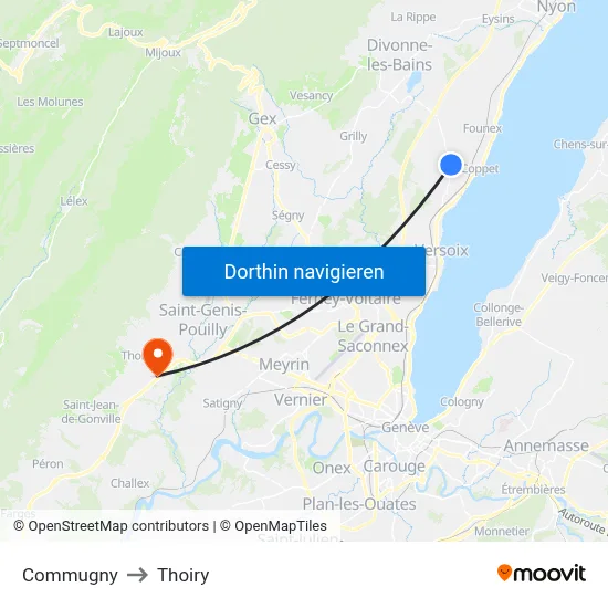Commugny to Thoiry map