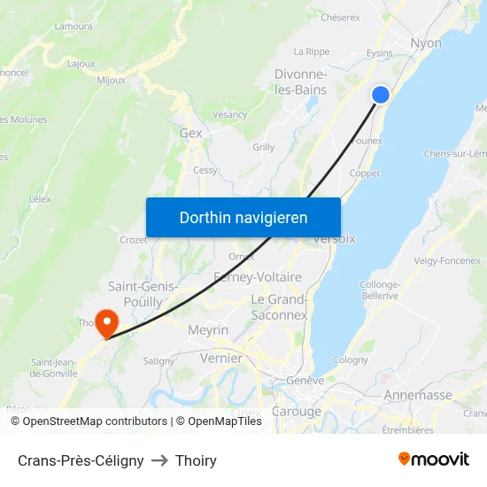Crans-Près-Céligny to Thoiry map