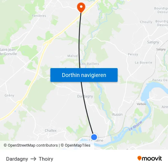 Dardagny to Thoiry map