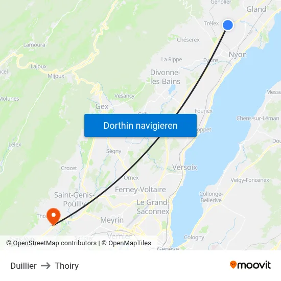 Duillier to Thoiry map