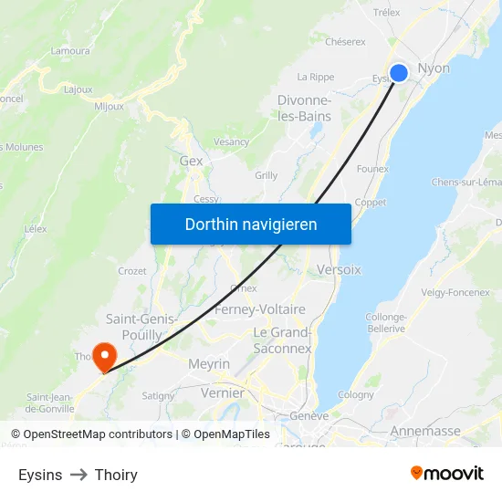 Eysins to Thoiry map