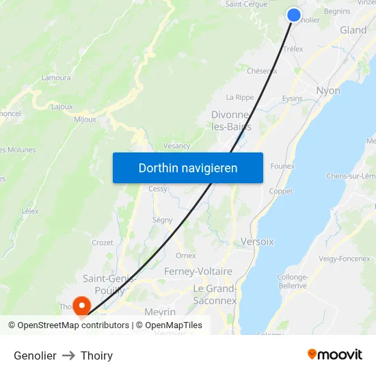 Genolier to Thoiry map