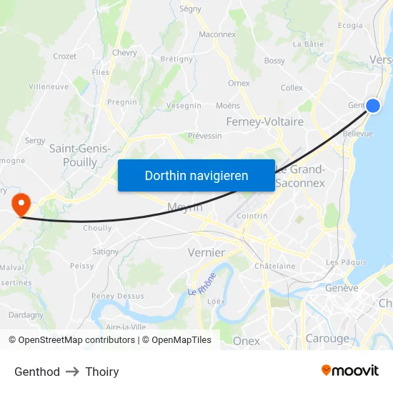 Genthod to Thoiry map