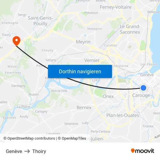 Genève to Thoiry map