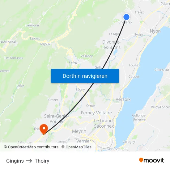 Gingins to Thoiry map