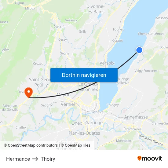 Hermance to Thoiry map