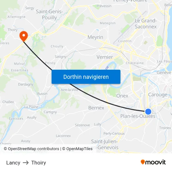Lancy to Thoiry map