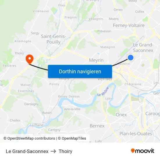 Le Grand-Saconnex to Thoiry map