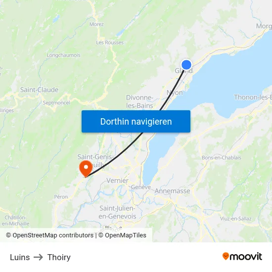 Luins to Thoiry map