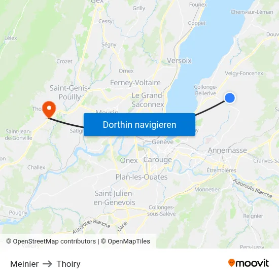 Meinier to Thoiry map