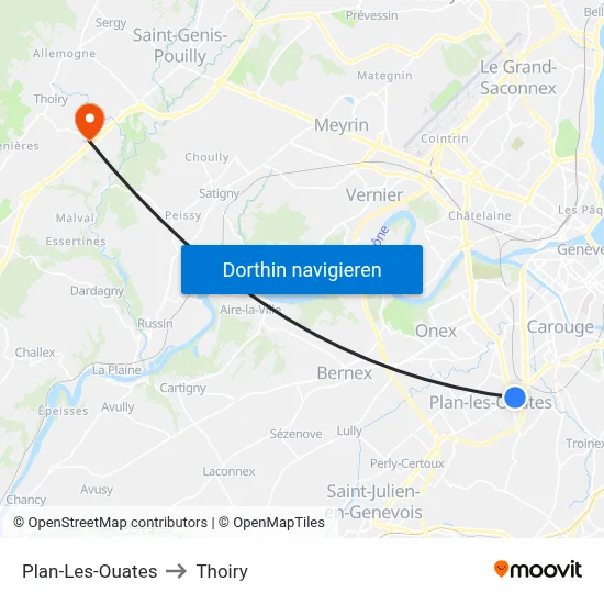 Plan-Les-Ouates to Thoiry map