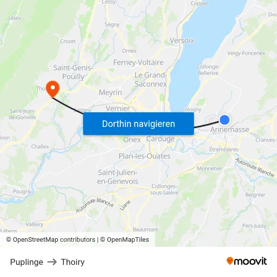 Puplinge to Thoiry map