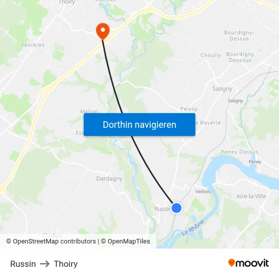 Russin to Thoiry map