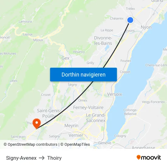 Signy-Avenex to Thoiry map