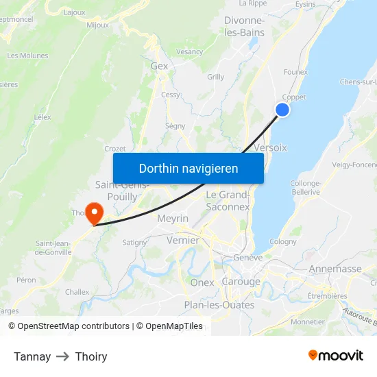 Tannay to Thoiry map