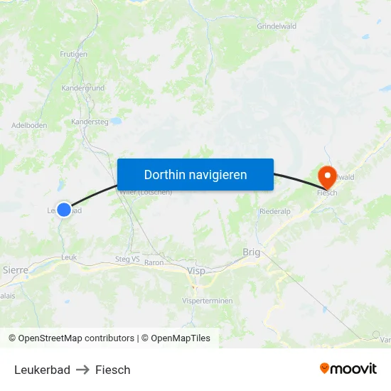 Leukerbad to Fiesch map