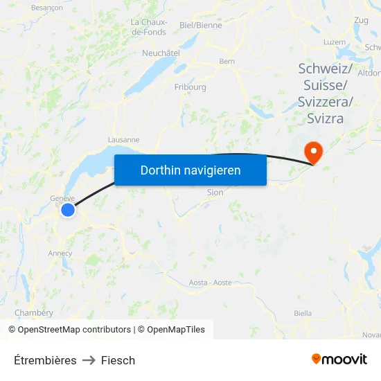 Étrembières to Fiesch map