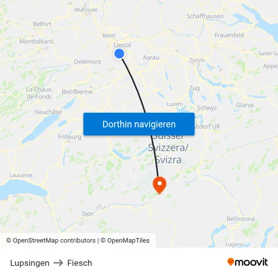 Lupsingen to Fiesch map