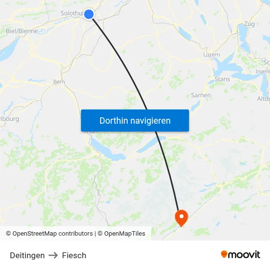 Deitingen to Fiesch map