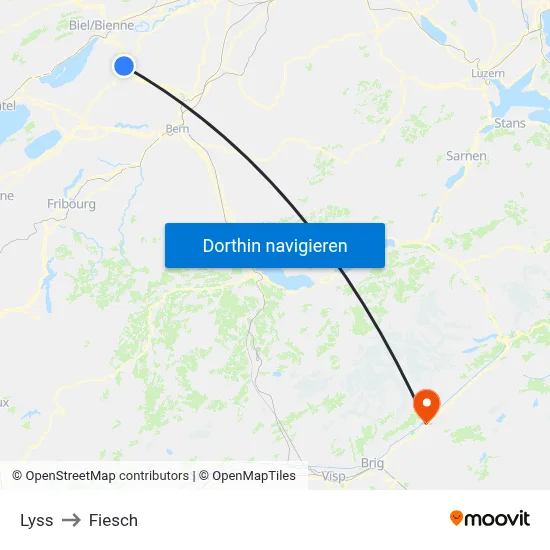 Lyss to Fiesch map
