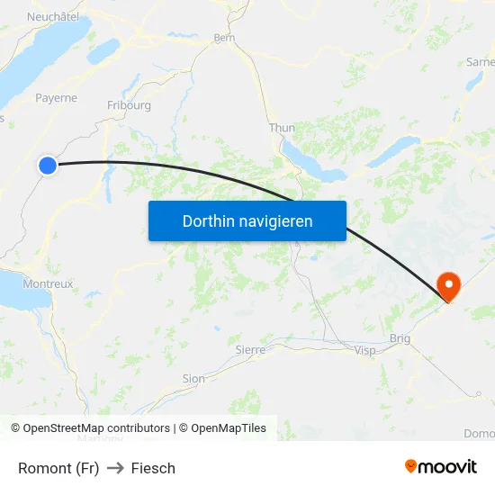 Romont (Fr) to Fiesch map