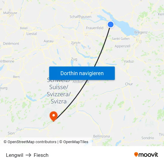 Lengwil to Fiesch map
