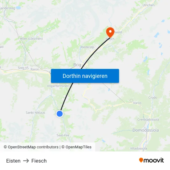 Eisten to Fiesch map