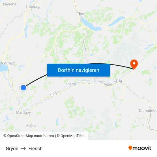 Gryon to Fiesch map