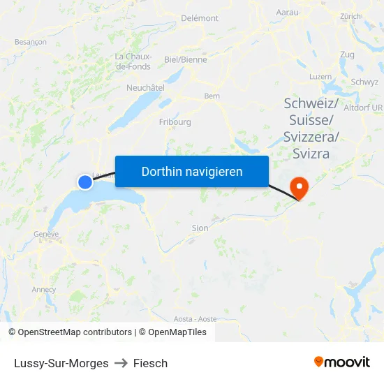 Lussy-Sur-Morges to Fiesch map