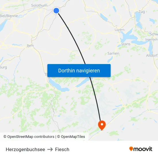 Herzogenbuchsee to Fiesch map